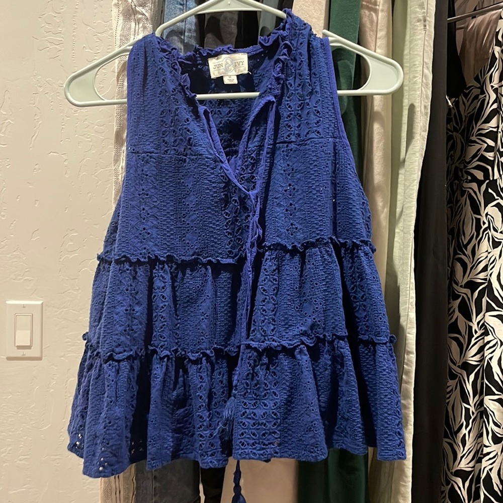 Jun & Ivy Peplum Tank Blue